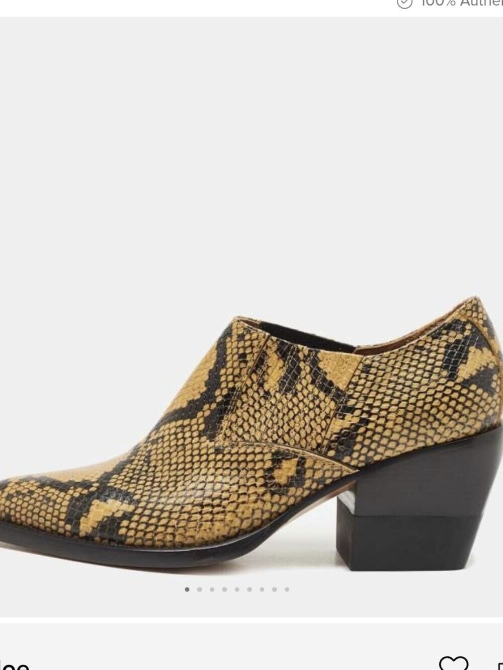 Chloé Rylee Snake Embossed Leather Booties-Black/Yellow - Picture 6 of 15